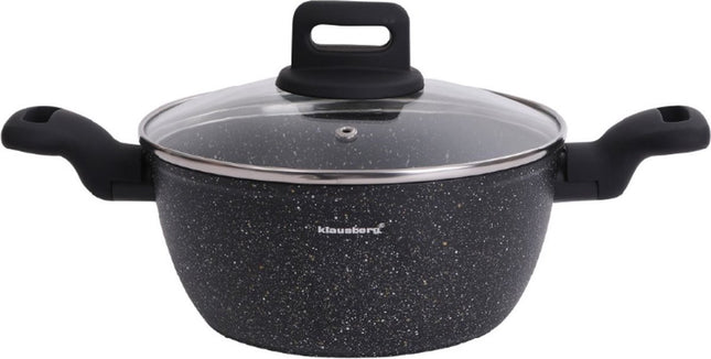 Klausberg 7670- Zwart Marmeren kookpan - 20 cm - zwart - met deksel