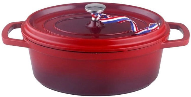 Ovale braadpan – Cocotte Ø 26 cm Rond Rood Gevlamd