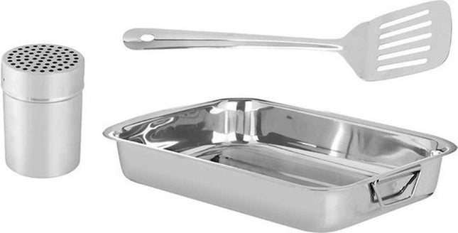 3-delige roestvrijstalen ovenpannenset 36 x 26 cm