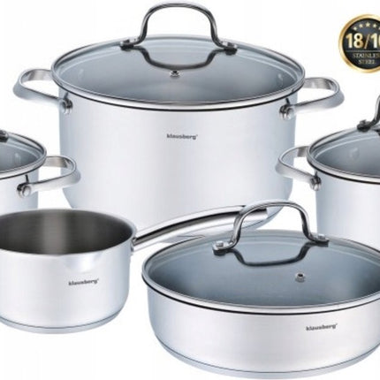 Klausberg 7215 - Pannenset - 9-Delig - RVS - Duitse Kwaliteit