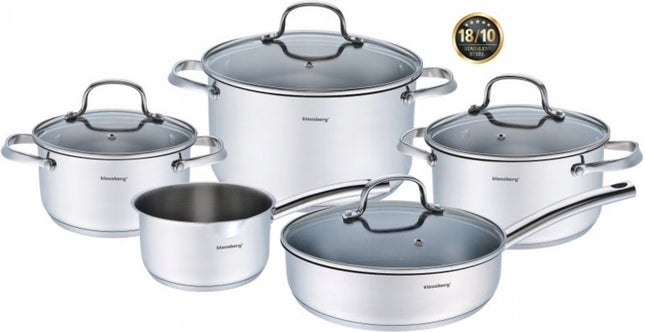 Klausberg 7215 - Pannenset - 9-Delig - RVS - Duitse Kwaliteit