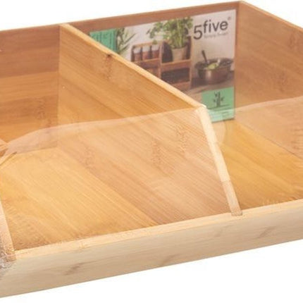 5Five Stapelbare opbergmand 1 vaks organizer - L18 x B31 x H12 cm - bamboe hout - lichtbruin