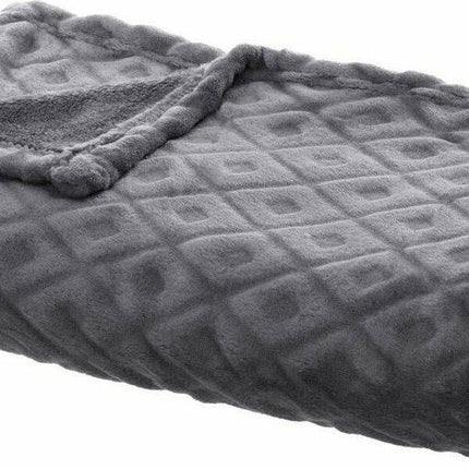Woonplaid 125 x 150cm Fleecedeken geruite blanco 3d losan gr 125x150, donkergrijs