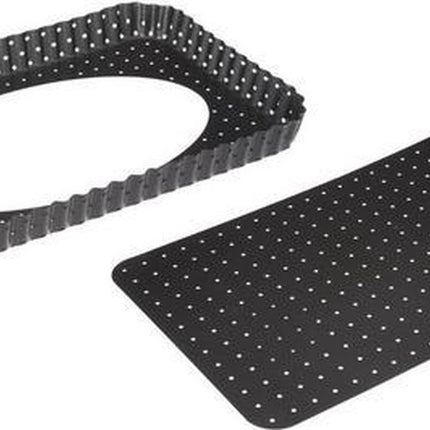 Bakvorm quiche / taart met losse bodem en geperforeerd rechthoek 31 X 21 cm