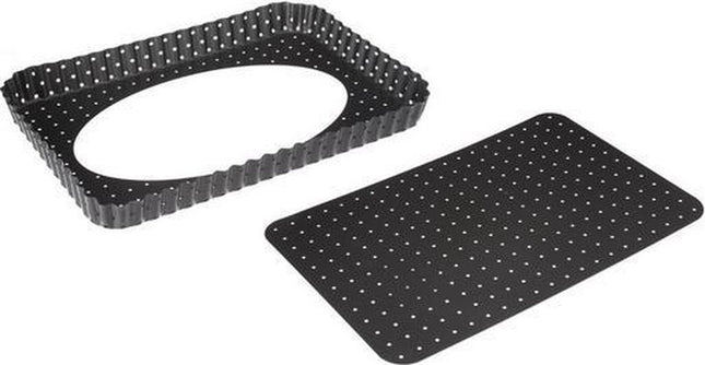 Bakvorm quiche / taart met losse bodem en geperforeerd rechthoek 31 X 21 cm