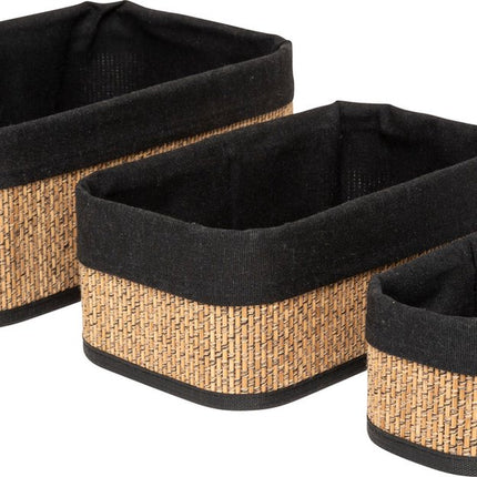 5Five Opbergmanden bamboe - Set van 3 stuks - Rechthoekig - Beige