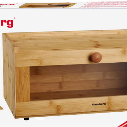 KLAUSBERG Bamboe Brooddoos Met Acryl Front - 40x24,5x19 cm - Natuurlijke Broodopslag - KB-7924 - Broodtrommel - Brood vershouddoos