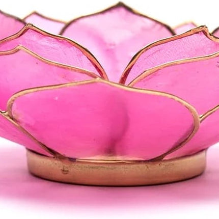 Lotus sfeerlicht bladvorm roze goudrand - 13.5cm