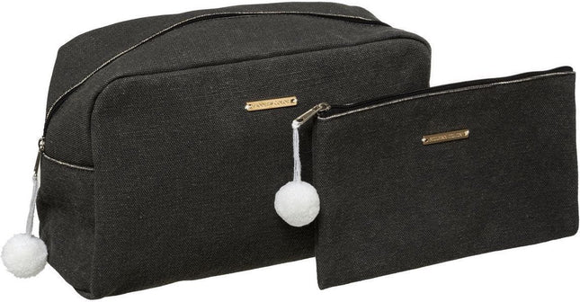 Set van 2x toilettassen/make-up/opberg tasjes zwart - Reis/vakantie toilettassen/make-up etui