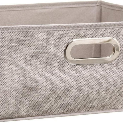 5Five Opbergmand/kastmand - beige - linnen - 14 liter - 31 x 31 x 15 cm - Opbergbox - Vakkenkast manden