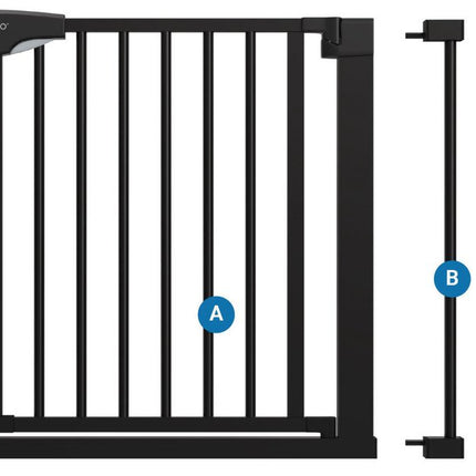 Babyveiligheidshek Zwart 75-103 cm breed - Traphek met Automaatsluiting en Klembevestiging - Veiligheidsrek 80 cm Hoog - Sipo