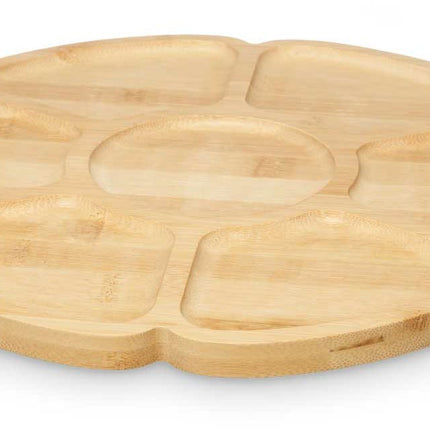 Kinvara Serveerplank 7 vakken - D30 cm - bamboe hout - kaasplankje - borrelplank - tapasplank