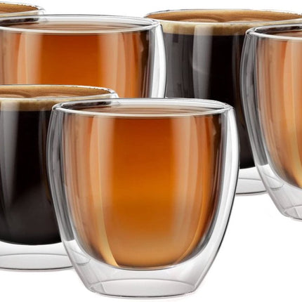 Dubbelwandige Koffieglazen - Theeglazen 250 ml - Thermoglazen - 6 stuks