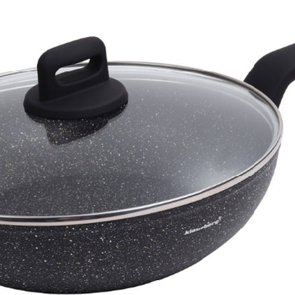 Klausberg 7668 - Zwart Marmeren Wokpan - 28 cm - zwart - met deksel