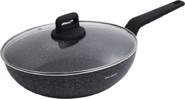 Klausberg 7668 - Zwart Marmeren Wokpan - 28 cm - zwart - met deksel