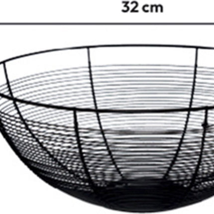 5five Fruitschaal - zwart - metaal - 32 cm - fruitmanden - Draadmand van metaal