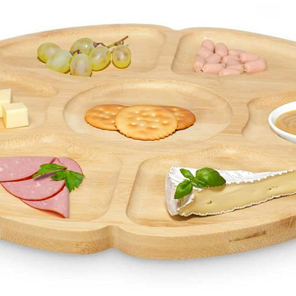 Kinvara Serveerplank 7 vakken - D30 cm - bamboe hout - kaasplankje - borrelplank - tapasplank