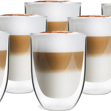 Dubbelwandige Koffieglazen - Latte Macchiato Glazen – Theeglazen - Set van 6 stk - 325 ml
