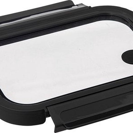 5Five Vershoudbakje met deksel - glas - luchtdicht - met clips - 23 x 18 x 8 cm - 1300 ml - zwart/transparant