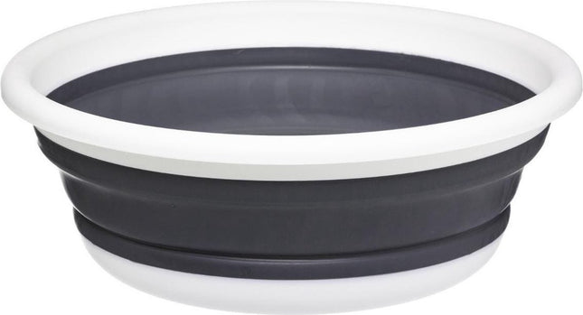 Afwasteil/afwasbak opvouwbaar wit/grijs rond 37,5 x 14 cm 8 liter van kunststof - Afwassen