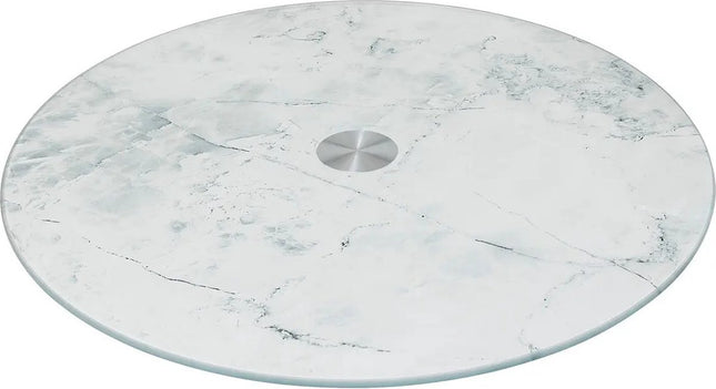 Secret de Gourmet Hapjes serveer draaiplateau - Marmer look glas - D32 cm - Tapas/kaas/voedsel