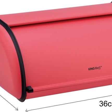 Kinghoff 1753 - Kleine Broodtrommel - RVS - Rood - Retro - 36x24x15 cm