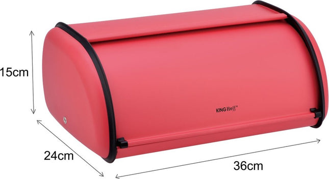 Kinghoff 1753 - Kleine Broodtrommel - RVS - Rood - Retro - 36x24x15 cm