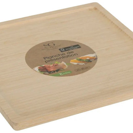 5Five Serveerplankje voor hapjes/fingerfood - 30 x 30 cm - bamboe hout - borrelplank - tapasplank