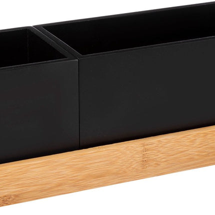 5Five Bava bureau Organizer met 2 vakken Bamboe - Tandenborstelhouder - Pennenhouder - Pennenbakjes