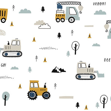Wandsticker Tractors en Graafmachines - Set van Bouwmachines - 50x90 cm - Voertuig Stickers voor Jongenskamer en Plafond - Muursticker