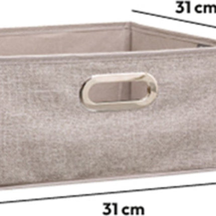 5Five Opbergmand/kastmand - beige - linnen - 14 liter - 31 x 31 x 15 cm - Opbergbox - Vakkenkast manden