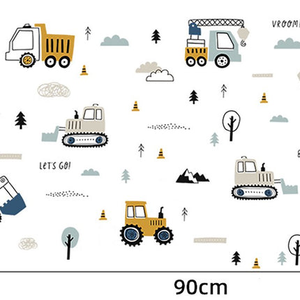 Wandsticker Tractors en Graafmachines - Set van Bouwmachines - 50x90 cm - Voertuig Stickers voor Jongenskamer en Plafond - Muursticker