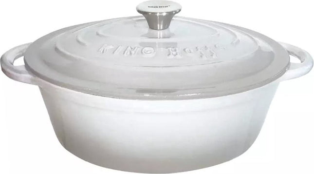 Kinghoff 1522 - gietijzeren braadpan - ovaal - 30cm - 4,5L - Grijs - emaille