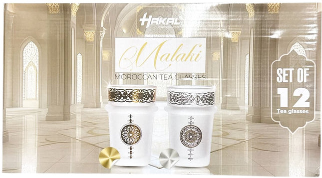 Hakal Malaki Marokkaanse Theeglazen – Goud Design – 9 cm – Set van 12