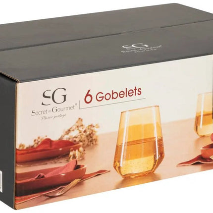 Secret de Gourmet Drinkglazen Olga Crystal - 12x stuks - amber glas - 450 ml - H11 cm - waterglazen - Sapglazen