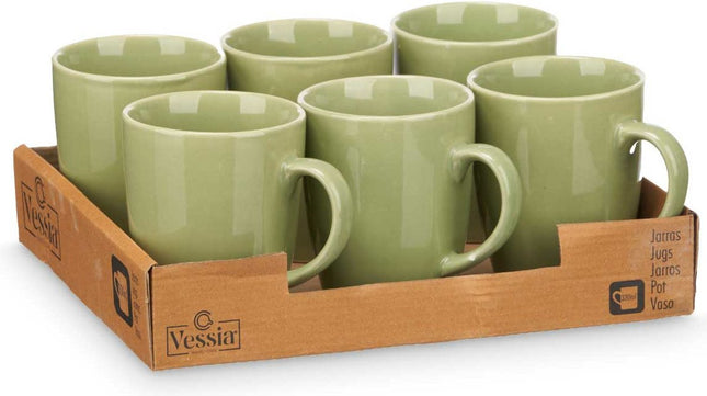 Vessia Design koffie mokken/bekers met oor - 6x stuks - mintgroen - keramiek - 330 ml