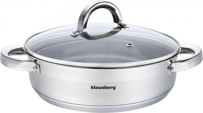 Klausberg 7172 - Lage - kookpan - met deksel - 3,5L - Ø24 cm - RVS - Inductie - allewarmtebronnen