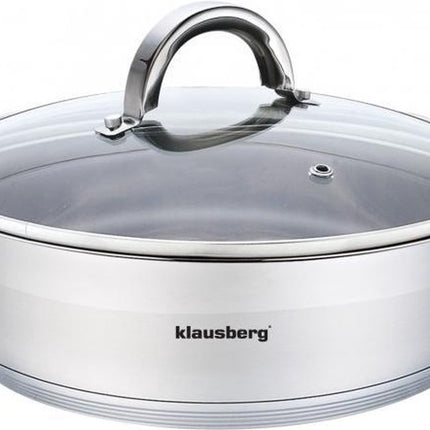 Klausberg 7174 - Lage - kookpan - met deksel - 6.0L - Ø28 cm - RVS - Inductie - allewarmtebronnen