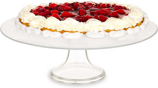 Vivalto Taartplateau Crystal - kristal glas - 10 x 32 cm - op verhoogde voet - taartplateaus