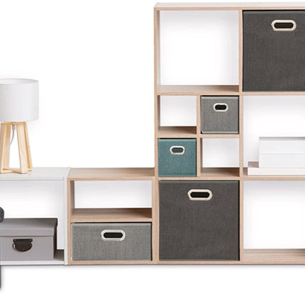 5Five Opbergmand/kastmand grijs - linnen - 29 liter - 31 x 31 x 31 cm - Opbergbox - Vakkenkast manden