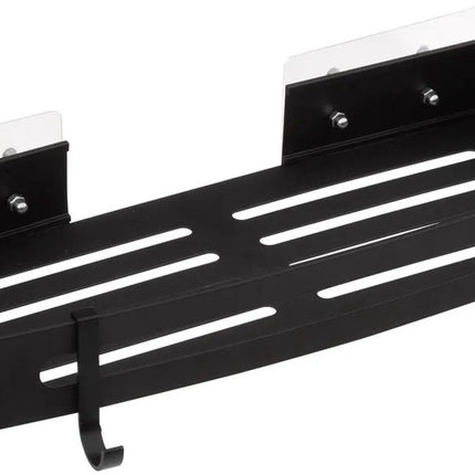 5Five Badkamer organizer - zwart - metaal - zeep bakje met haakjes - 32 x 13 cm - douche rekje