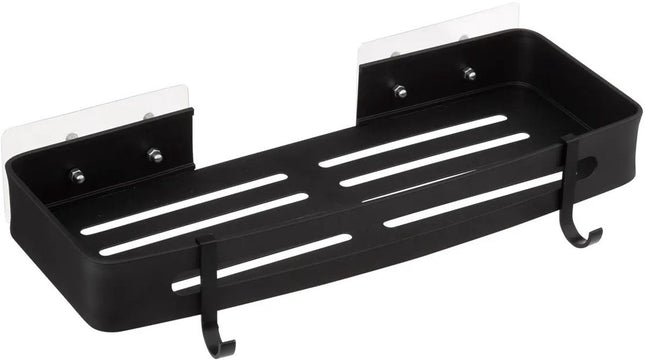 5Five Badkamer organizer - zwart - metaal - zeep bakje met haakjes - 32 x 13 cm - douche rekje