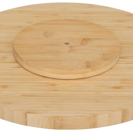 5Five draaibaar serveer plateau - dienblad - bamboe hout - D35 cm - lichtbruin - roterend op hoge schijf - tapas - gebakjes - kaas