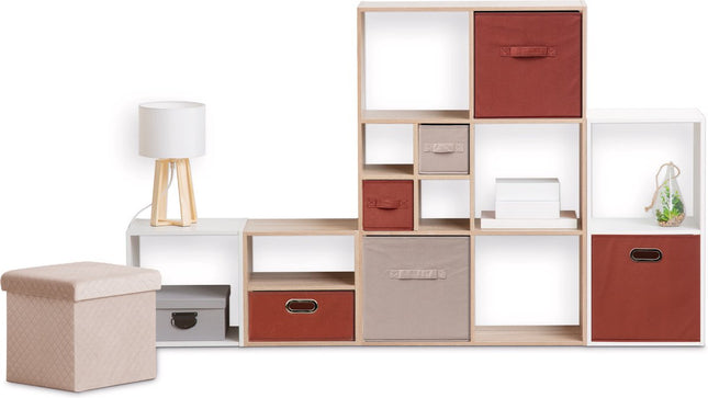 5Five Opbergmand/kastmandje - Bordeaux rood - 31 x 31 x 31 cm - 29 liter - Vakkenkast manden - Stof met versterkte bodem - Opvouwbaar