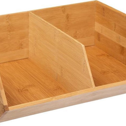 5Five Stapelbare opbergmand 1 vaks organizer - L18 x B31 x H12 cm - bamboe hout - lichtbruin