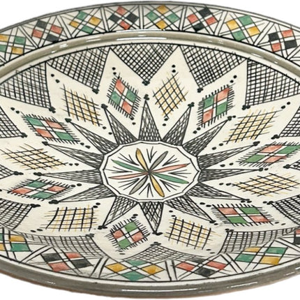 Handmade Marokkaanse aardewerk schaal grijs Ø35