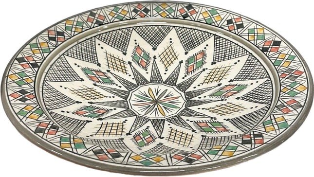 Handmade Marokkaanse aardewerk schaal grijs Ø35