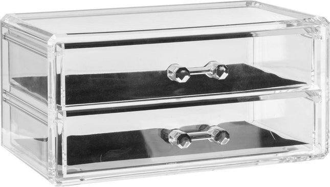 Sieraden/make-up organizer 2 lades 19 x 9 cm van kunststof - Sieradenkastje - Make-upkastje - Organizers