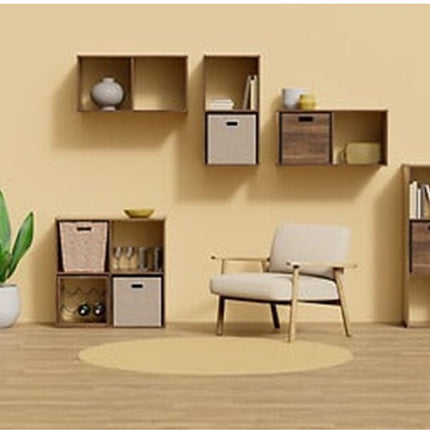 5Five Opbergmand/kastmand Square Box - karton/kunststof - 29 liter - zeegroen - 31 x 31 x 31 cm - Vakkenkast manden