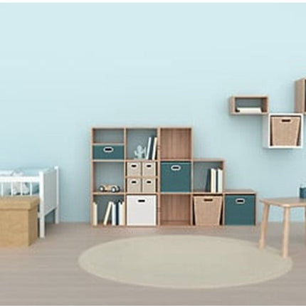 5Five Opbergmand/kastmand Square Box - karton/kunststof - 29 liter - zeegroen - 31 x 31 x 31 cm - Vakkenkast manden